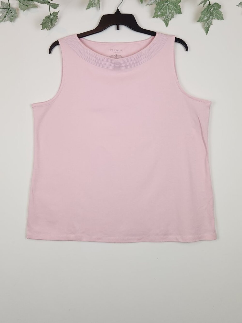 Talbots Woman Size 3X 100% Cotton Pink Sleeveless Stretch Casual Top NWT